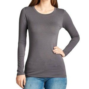 SOFT! Women's Premium Basic LS Crewneck, Charcoal